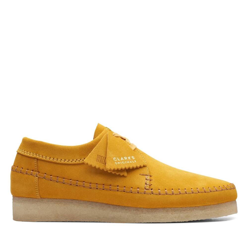 NEW CLARKS men's weaver shoes in mustard suede